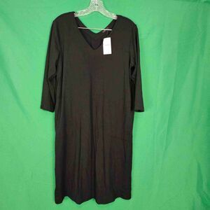 NWT J Jill Womens Black‎ V Neck Tshirt Dress MP Medium Petite